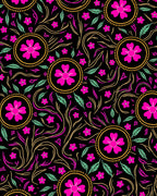 Bold Floral Pattern With Swirls Rug