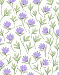 Delicate Purple Floral Botanical Pattern Rug