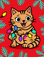 Cute Cat With Colorful Lights Design Rug