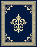 Classic Blue and Gold Fleur-de-lis Pattern Rug