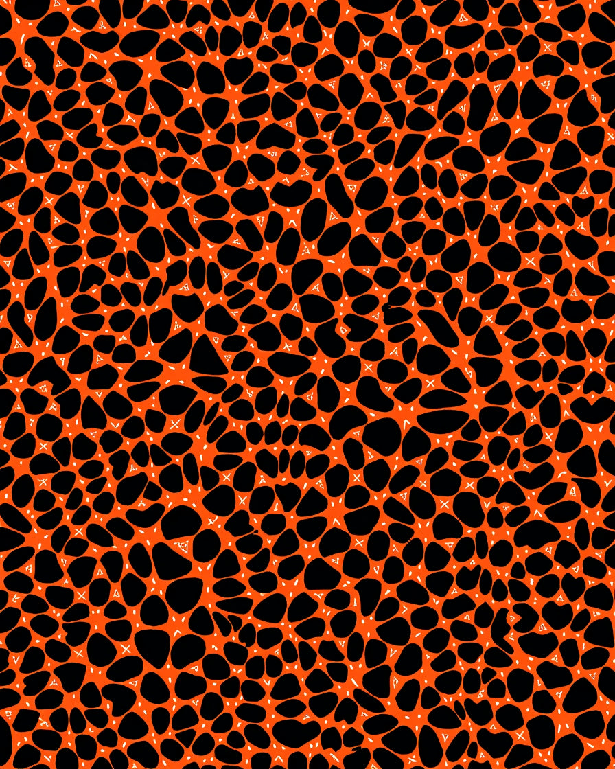 Orange Black Speckled Pebble Pattern Rug