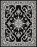 Black White Classic Floral Medallion Rug
