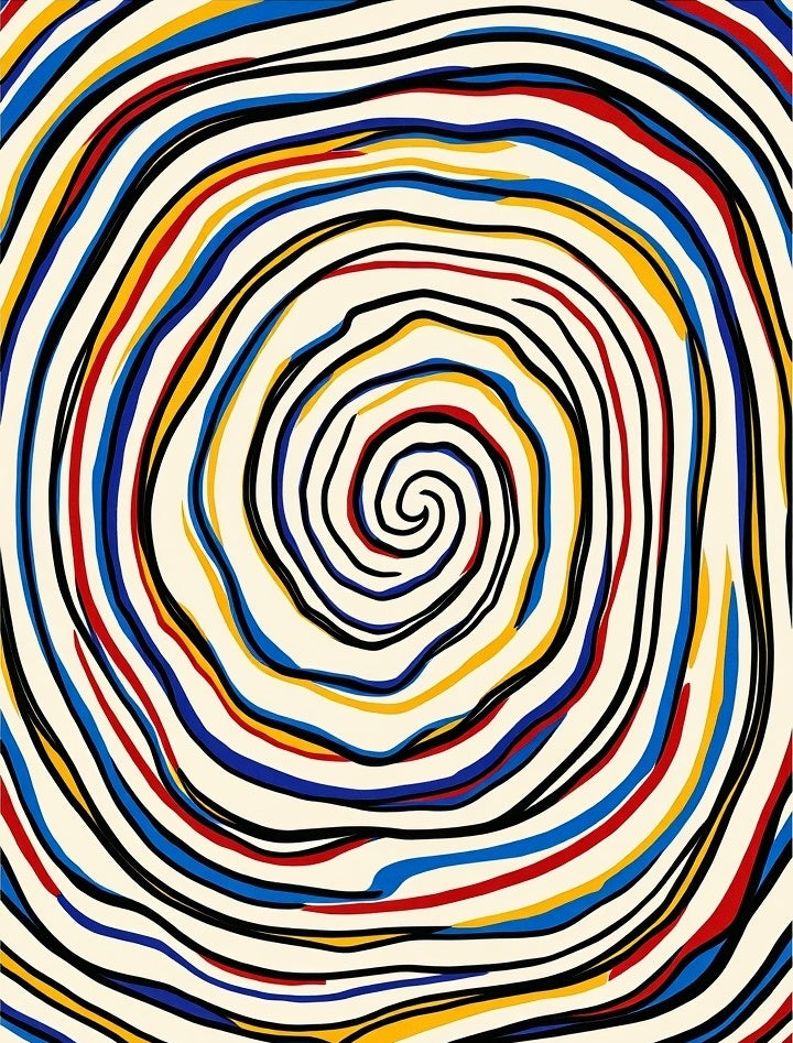 Retro Swirl Primary Colors Pattern Rug