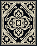 Ornate Black Cream Floral Medallion Rug