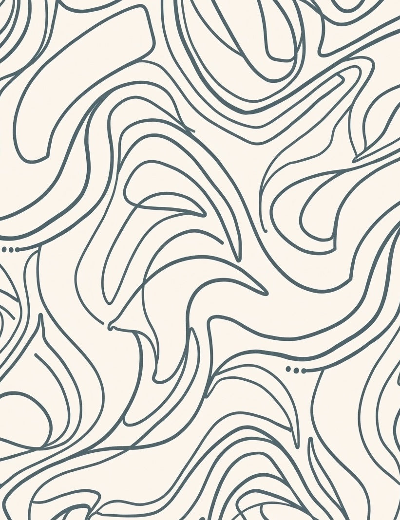 Abstract Swirl Blue Lines Rug