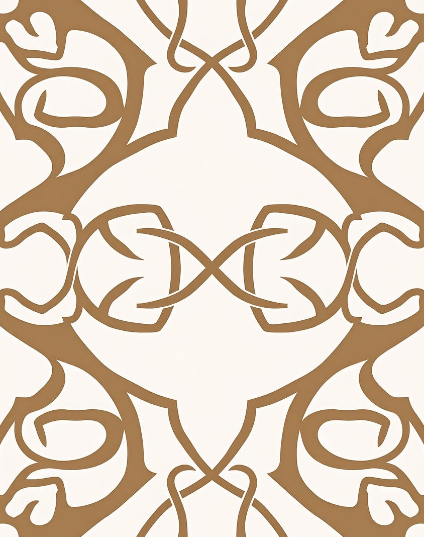 Elegant Tan Abstract Intertwined Design Rug