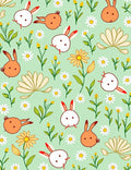 Cute Bunny Flowers Pattern Rug