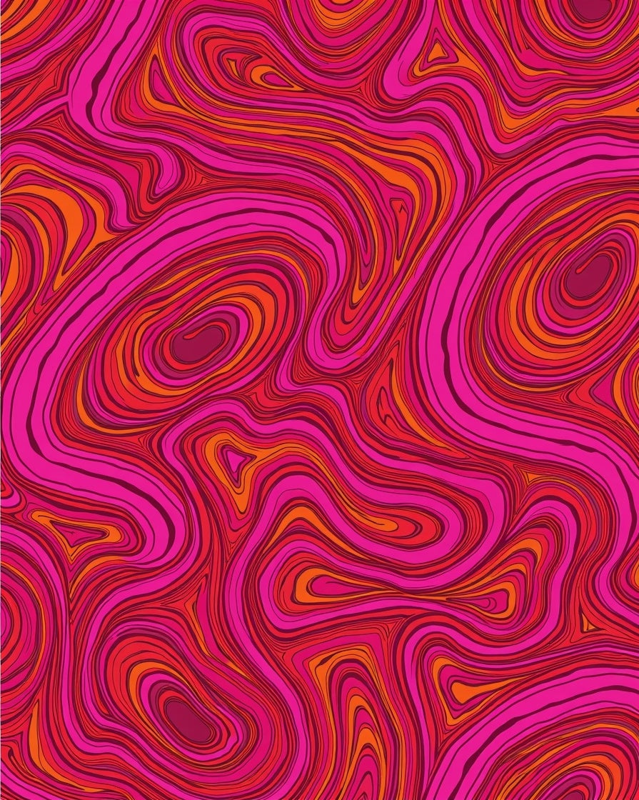 Wavy Pink Orange Swirl Pattern Rug