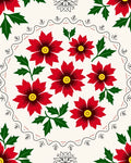 Red Floral Patterned Folk Art Rug