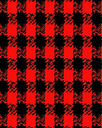 Bold Red And Black Plaid Design Rug