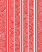 Red White Swirl Striped Pattern Rug