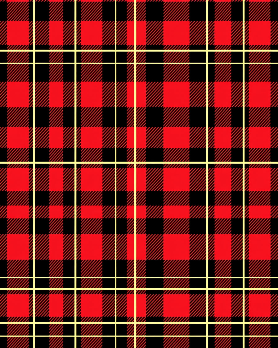 Classic Red and Black Plaid Design Rug