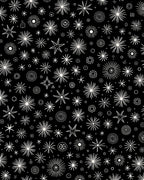 Drawn Starburst Pattern Black White Rug