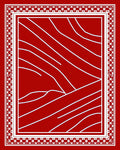 Red White Abstract Swirl Border Pattern Rug