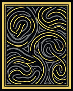 Abstract Swirls Gold Gray Pattern Rug