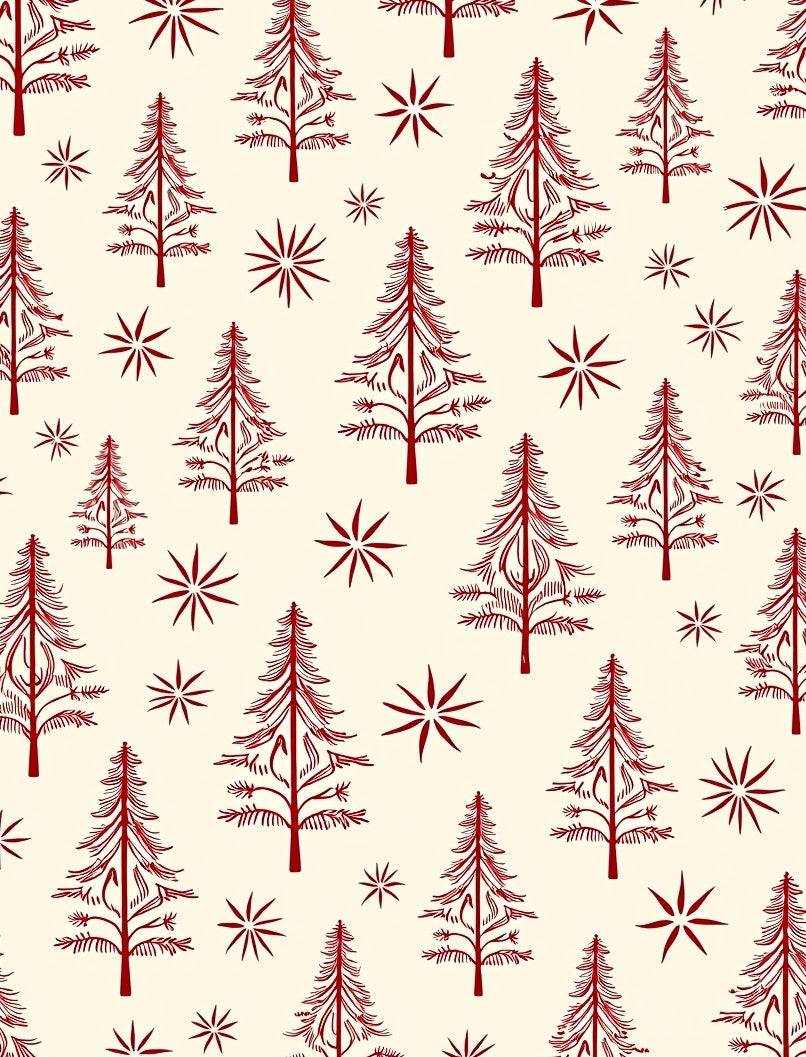 Red Pine Star Pattern Rug