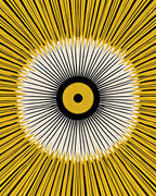 Radiating Sunburst Yellow Black Rug