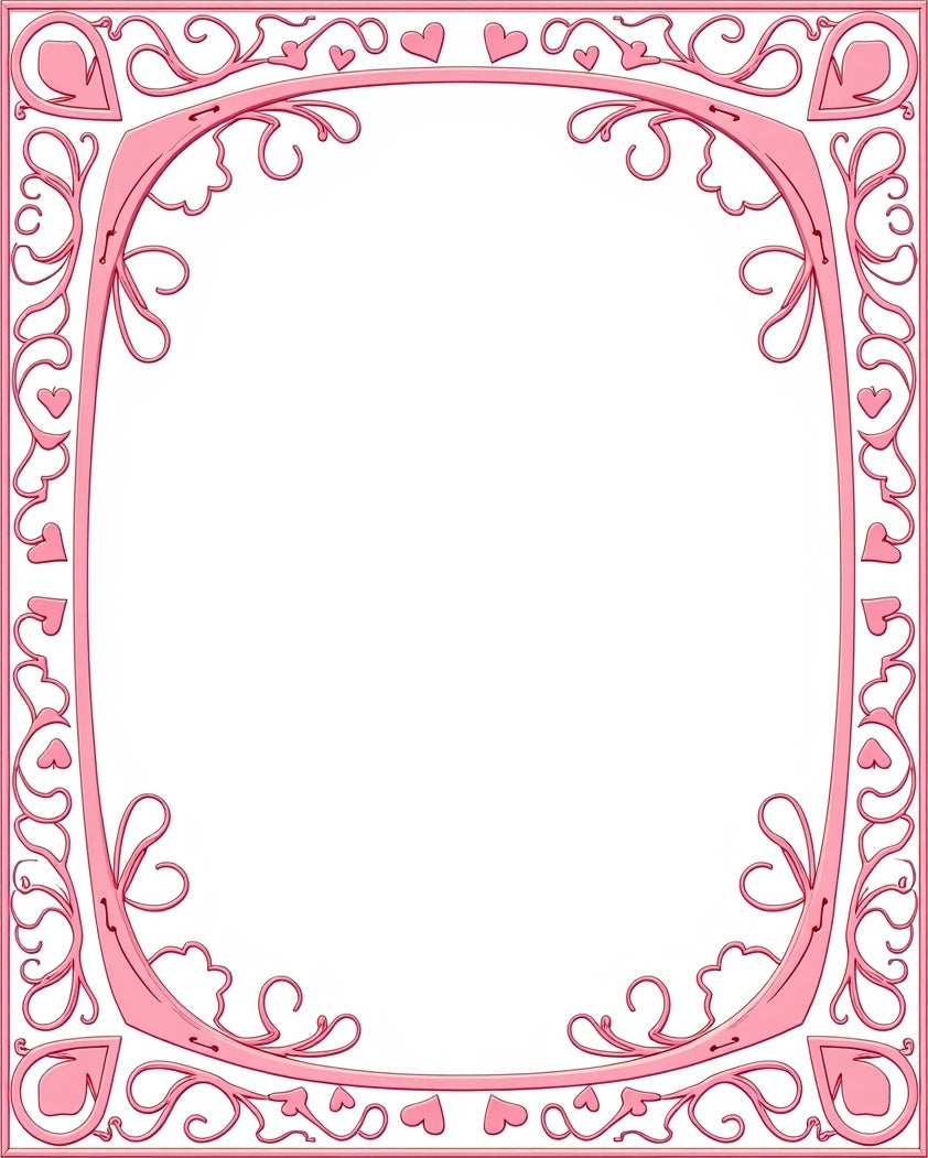 Romantic Pink Heart Swirl Border Rug
