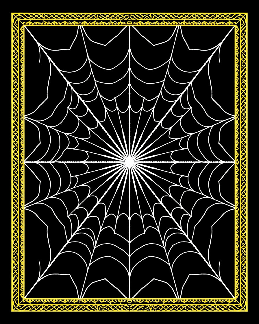 Black White Yellow Spiderweb Pattern Rug