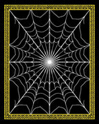 Black White Yellow Spiderweb Pattern Rug