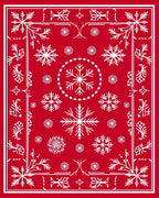 Red White Snowflake Pattern Rug