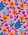 Vibrant Coral And Teal Floral Branches Rug
