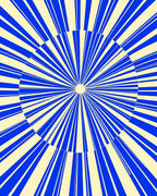 Bold Blue Sunburst Geometric Pattern Rug