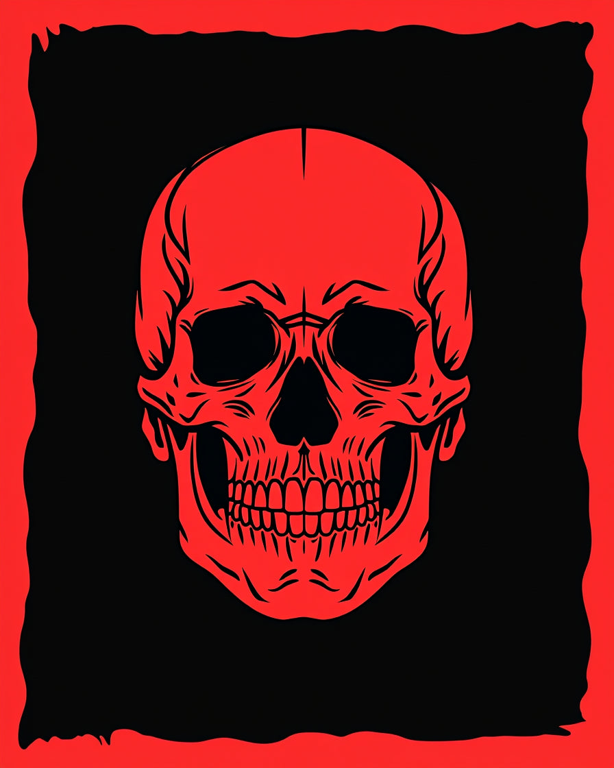 Gothic Red Skull Silhouette Rug