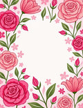 Pink Rose Floral Garden Pattern Rug