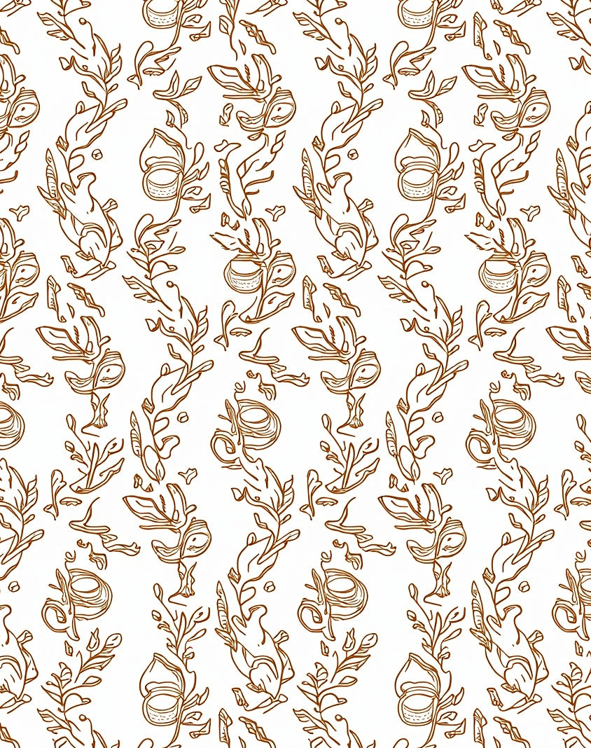 Botanical Vine and Leaf Line Art Rug