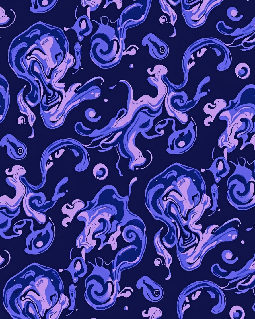 Abstract Swirl Pattern Violet Splash Rug