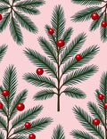 Christmas Pine and Red Berry Sprigs Rug