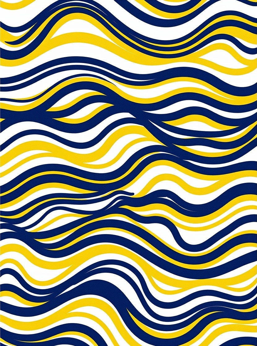 Navy Yellow Wave Pattern Rug