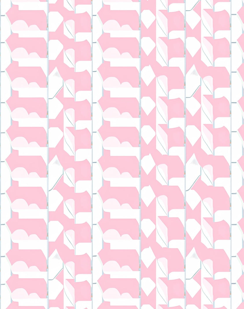 Pastel Pink Geometric Abstract Design Rug