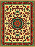 Ornate Floral Medallion Pattern Rug