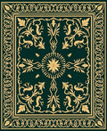 Ornate Gold Floral Swirl Pattern Rug
