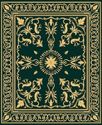 Ornate Gold Floral Swirl Pattern Rug