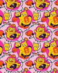 Whimsical Yellow Character And Cat Print Rug