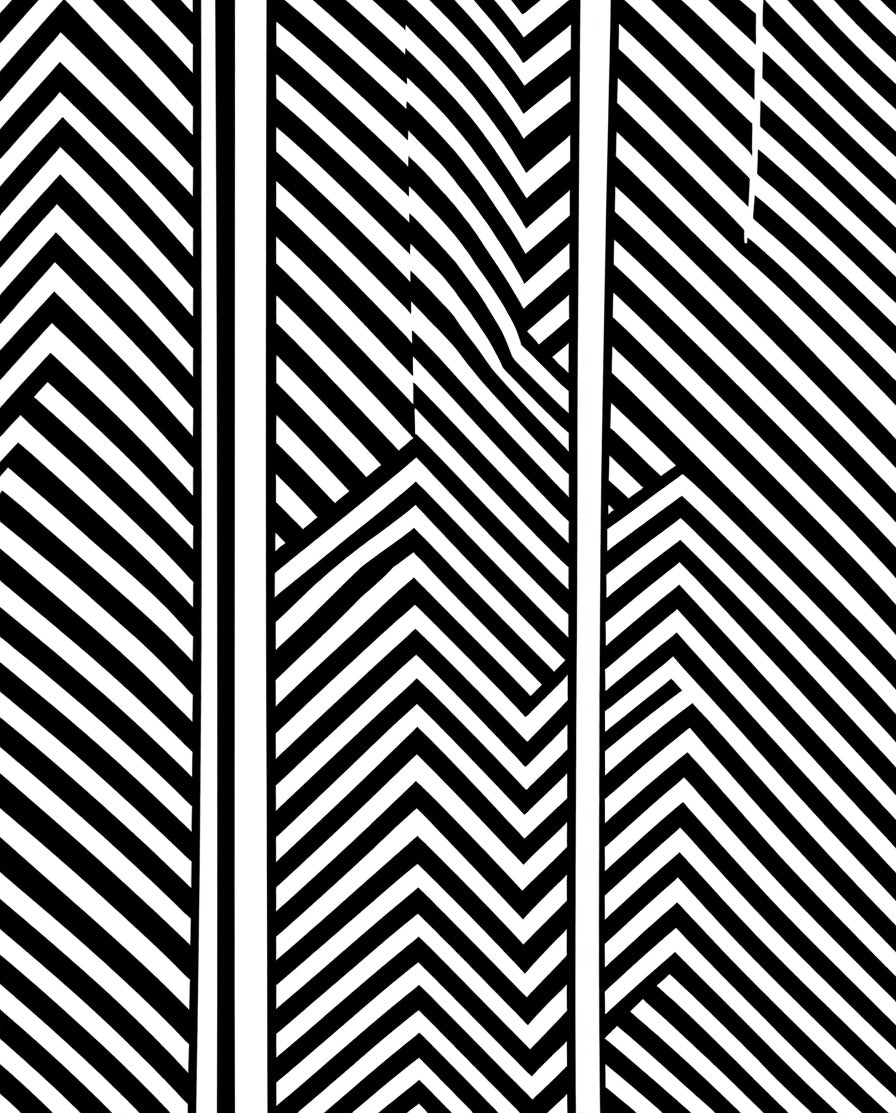Geometric Sheen Black White Stripes Rug