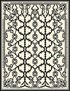 Ornate Black Cream Scrollwork Rug