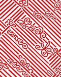 Red White Swirl Stripe Pattern Rug