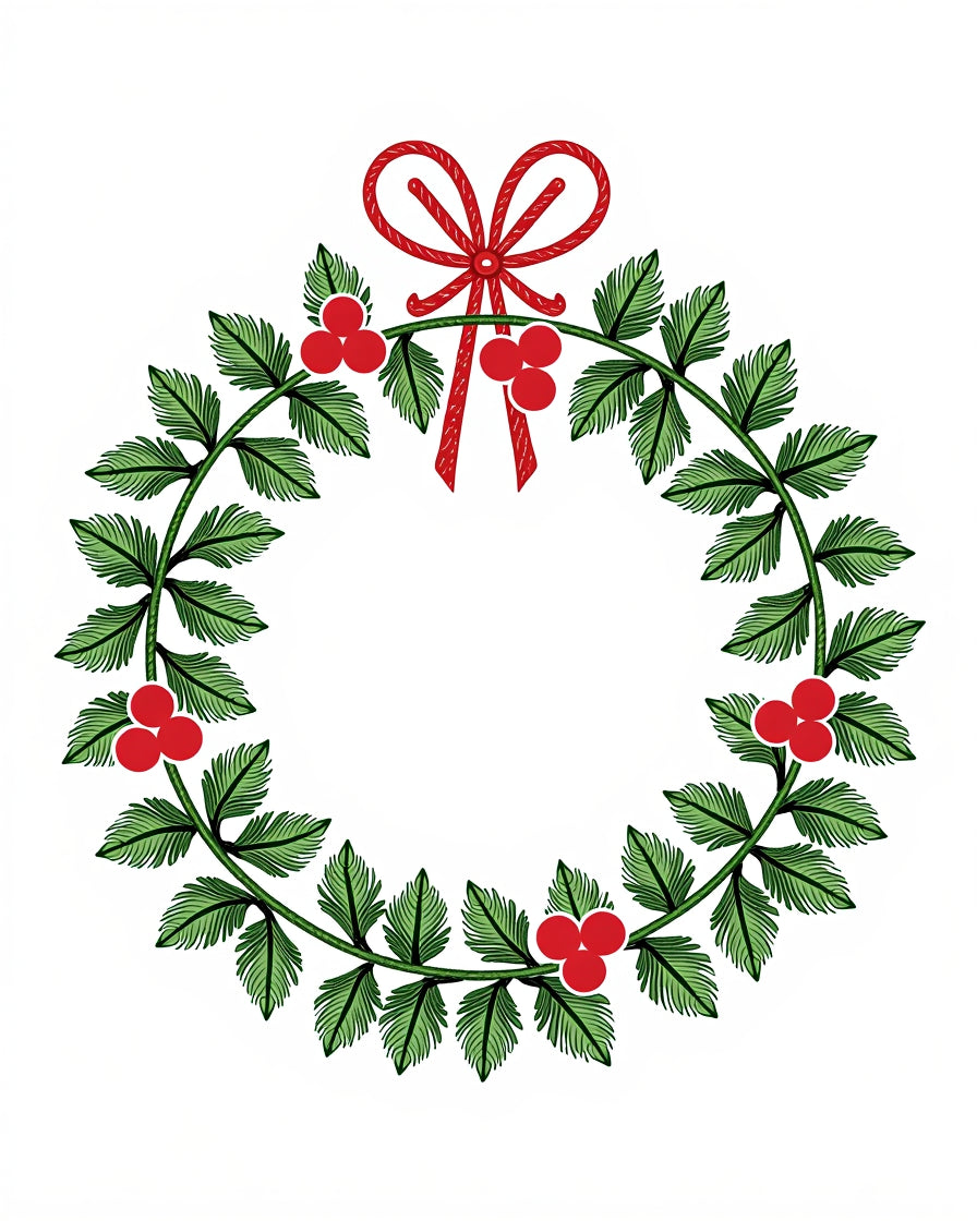 Festive Holly Berry Wreath Design Rug
