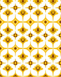 Golden Ochre Floral Diamond Pattern Rug