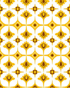 Golden Ochre Floral Diamond Pattern Rug
