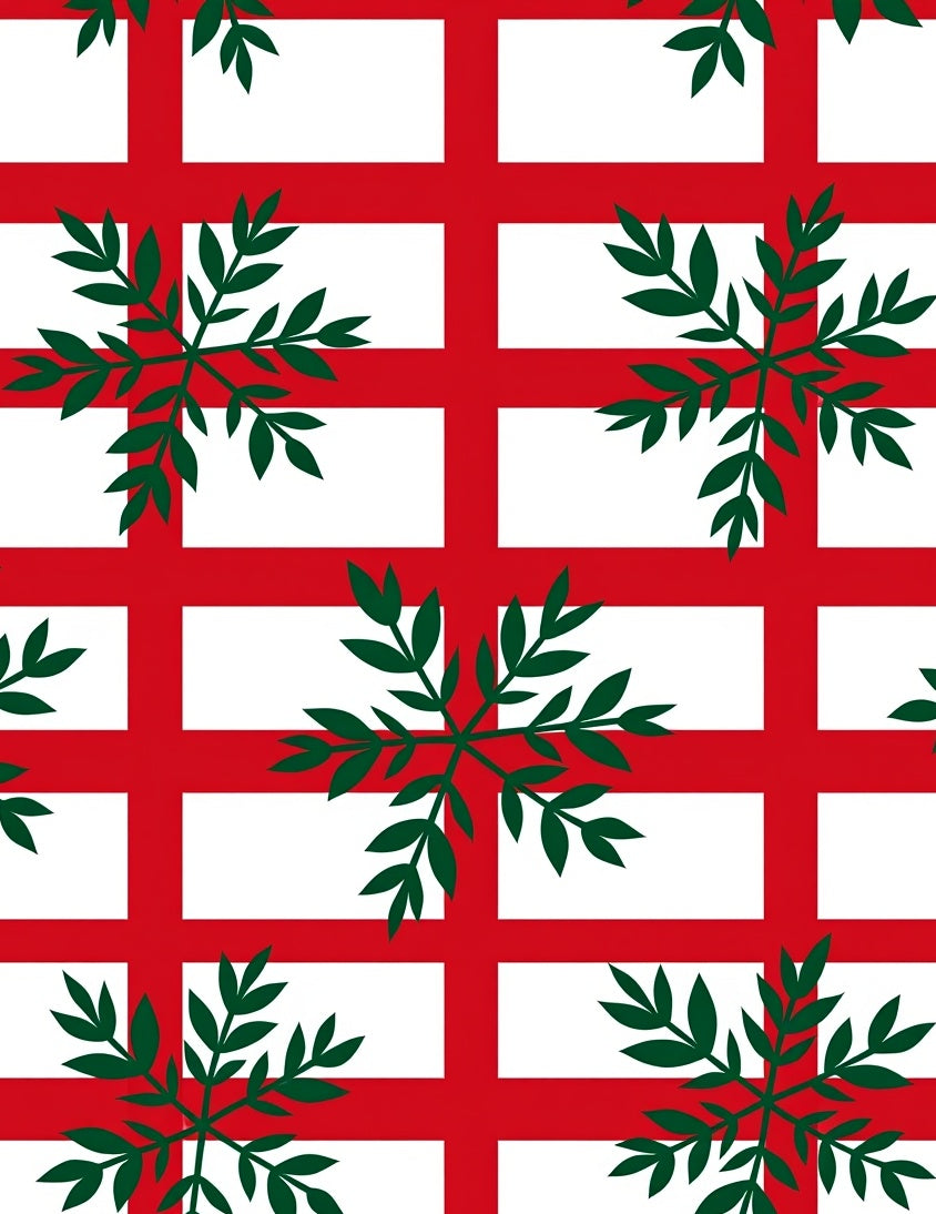 Bold Red Lattice Green Foliage Rug