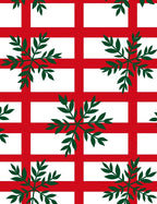 Bold Red Lattice Green Foliage Rug