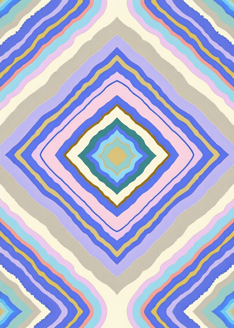 Pastel Diamond Geometric Layered Rug