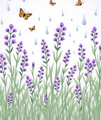Garden Lavender Butterflies Rain Pattern Rug