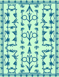 Teal Abstract Floral Patterned Rug