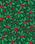Festive Holly Berry Folk Art Design Rug